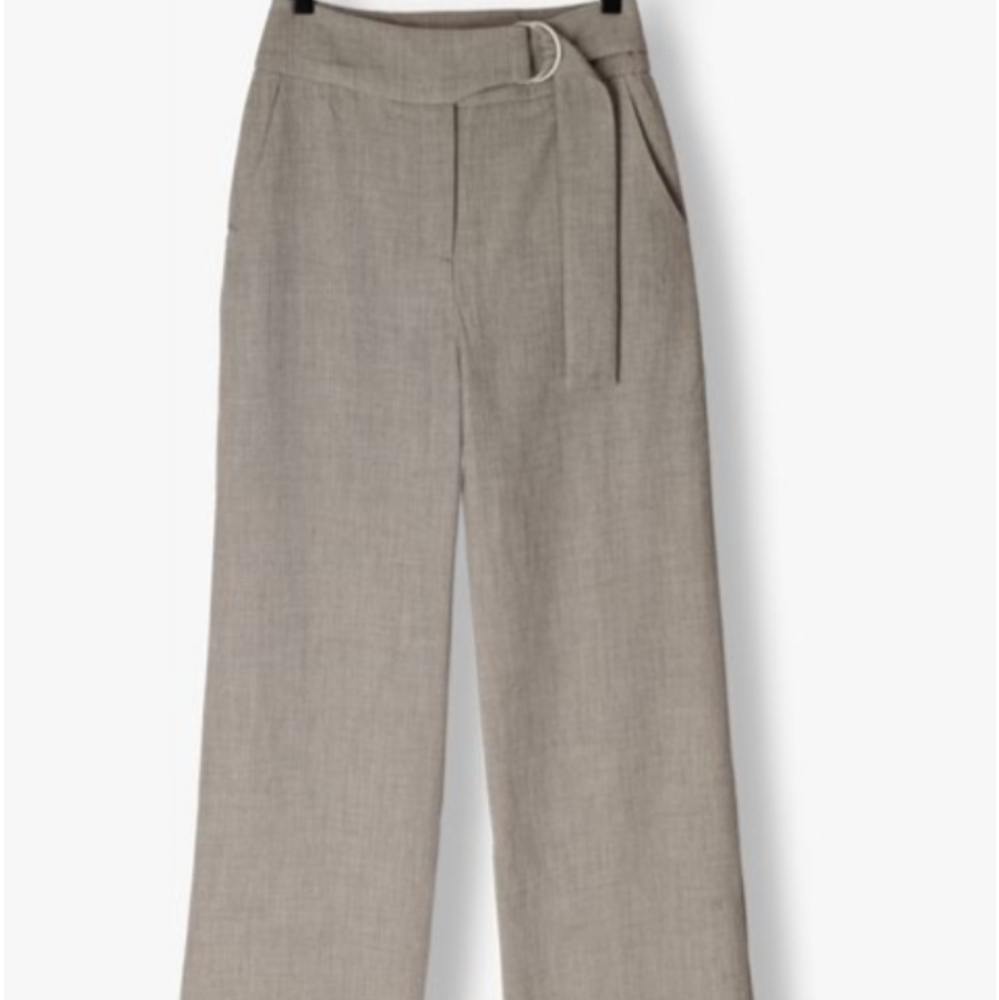 Wide-Leg Belted Trousers in Taupe